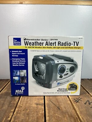 Weather Channel Stormtracker Weather Alert Radio TV LED Light Hand Crank Charger - Image 1 of 4