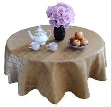 Tektrum 70 inch Round Moroccan Flower Tablecloth-Waterproof/Spill Proof-Gold