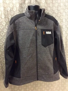 NRA Soft Shell Jacket XXL black gray full zip pockets fleece lined comfy travel - Picture 1 of 11
