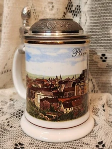 VINTAGE Pewter Lid Beer Stein "Praga Mater Urbium" Made in Japan ~ JKV - Picture 1 of 9