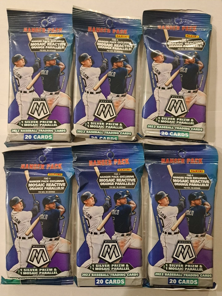 LOT OF 6 - 2022 Panini Mosaic Baseball Hanger Pack SEALED 20 cards 2 Prizms Pack - Image 1 of 1