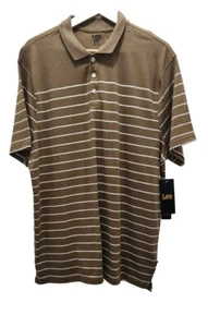 Lee Regular Fit Men’s Short Sleeve Polo Shirt Stripe Sand Dollar Size XL - Picture 1 of 4