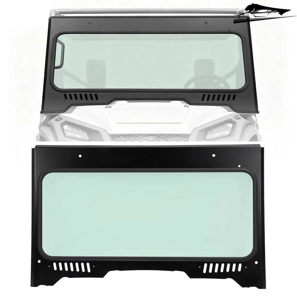 Front Windshield For Honda Pioneer 1000 Deluxe/1000-5 Deluxe 2016-Up Steel+Glass Foto 1 de 4