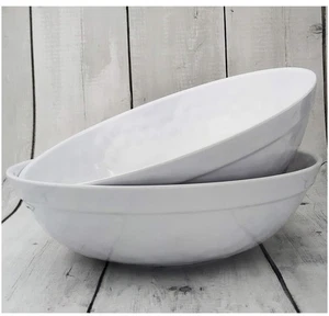 Melamine Serving Bowls - 2pcs 11inch Larger Salad Bowls/Mixing Bowls,White Co... - Picture 1 of 5