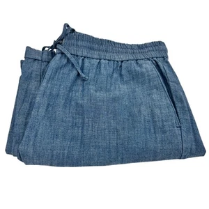 J Crew Damenhose 14 blau Chambray Kordelzug elastischer Bund Küste 25" Schrittlänge - Bild 1 von 9