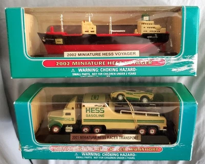 HESS ~ 2001 Y 2002 ~ CAMIONES MINIATURA ~ VOYAGER + TRANSPORTE DE COCHES DE CARRERAS ~ NUEVO EN CAJA Foto 1 de 2