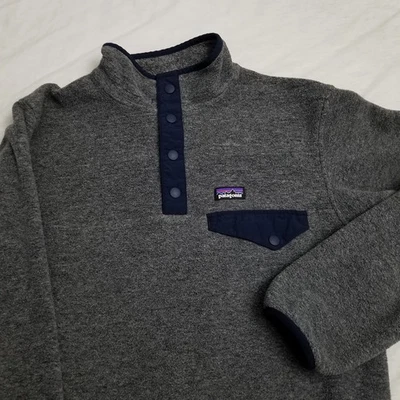 Chaqueta Pullover Patagonia Synchilla Snap T Juvenil Grande 12 Gris Azul Polar Niños Foto 1 de 4