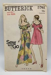 Vintage 1970s Butterick 5761 Misses One-Piece Dress Sewing Pattern Size 10 - Picture 1 of 4