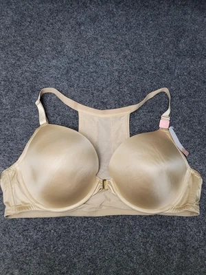 Cacique Bra Womens 46C Beige Boost Plunge Front Close Racerback Padded Underwire - Image 1 of 4