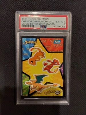 PSA 6 Charmander Charmeleon & Charizard Sticker Card 1999 Topps Pokemon - Image 1 of 2
