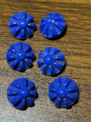 Buttons 6 blue round dome floral shank back acrylic 14cm VTG - Image 1 of 4
