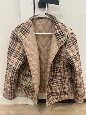 Jane Ashley повседневный образ жизни двусторонний стеганая куртка Sz L клетку желтовато-коричневый/черный - Изображение 1 из 4