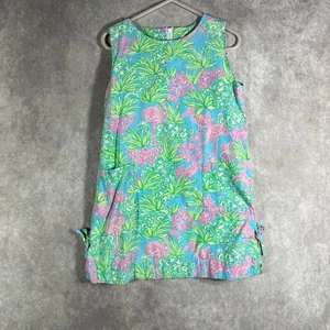 Vintage Lilly Pulitzer Jane Dress Girls 5 Blue Snowbirds Flamingo Sleeveless - Picture 1 of 8