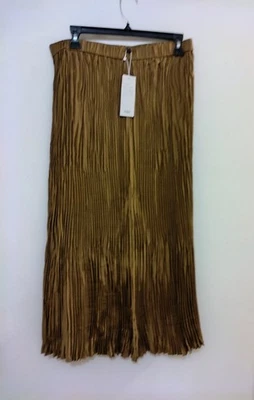 Falda Larga Eileen Fisher Bronce Seda Triturada Plisada Arrugada S/P Nueva con Etiquetas $248 Foto 1 de 2