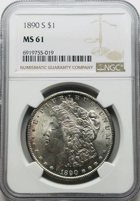 1890 S Morgan Silver Dollar NGC MS61 Better Date Morgan - Image 1 of 4