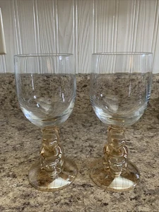 Pair of Walt Disney Winnie the Pooh Wine Glasses Goblets w/Figural Stem Vintage - Picture 1 of 10