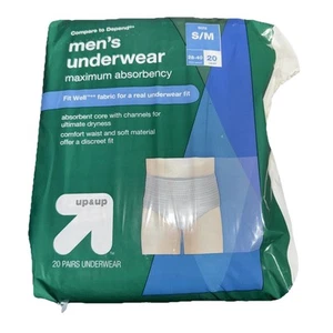 Ropa interior para hombre Up & Up pañal pequeño mediano 28-40, 20 unidades - NUEVO - Imagen 1 de 3