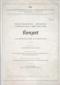 Wien März 1950 Konzerthaus Gesangsverein Eisenbahnbeamte Wiener Bohéme Quartett - Bild 1 von 3