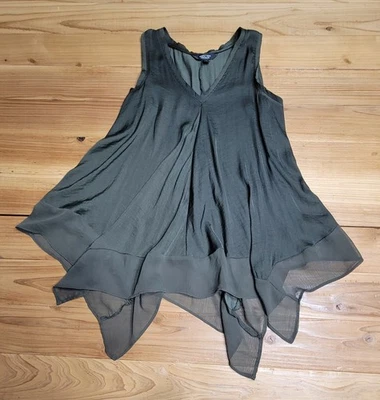 Simply Vera Wang Womens Dark Green Sleeveless Vneck Asymmetrical Blouse Size PXS - Image 1 of 4