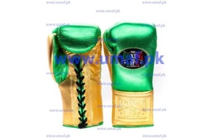Custom Made No Boxing No Life Boxing Gloves Green & Gold - Picture 1 of 1