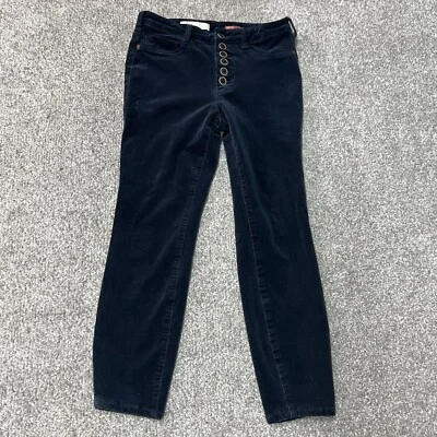Calça Anthropologie Pilcro Feminina 28 Veludo Azul Cintura Alta Magra Botão Mosca - Imagem 1 de 4