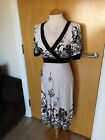 Ladies Oasis Dress Size 10 Ivory Black Stretch Smart Casual Day Party 
