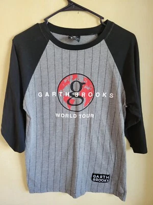Camiseta deportiva de béisbol Garth Brooks World Tour concierto talla pequeña manga 3/4 Foto 1 de 4