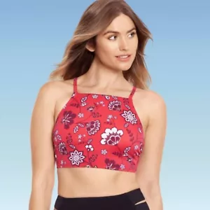 Women's Slimming Control High Neck Lace-Up Bikini Top - Beach Betty, Sz XL - Picture 1 of 3