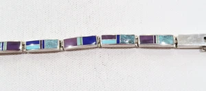 Navajo Supersmith David Rosales Türkis Lapis Sugilit Sterling Inlay Armband - Bild 1 von 13