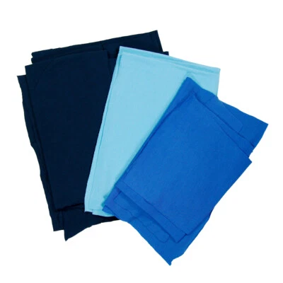 Plain Stretchy Knit Apparel Sewing Material Remnants Blue Cotton Acrylic Blends - Image 1 of 2