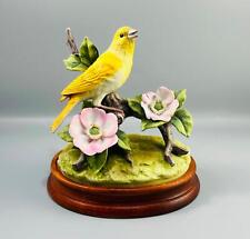 Canary By Andrea Sadek Porcelain Yellow Canary Bird & Flowers w/ Wooden Base