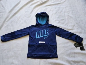 Nike Hoodie Youth Size 7 Large Center Nike Pullover Blue Long Sleeve Dri fit - Picture 1 of 12