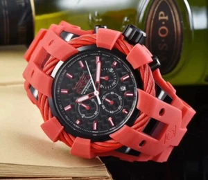 MENS INVICTA BOLT 23870 RED SILICONE BAND S/STEEL CASE CHRONOGRAPH WATCH (NO BOX - Picture 1 of 1