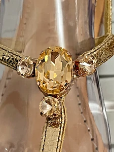 Mystique Rose Gold Swarovski Leather Sandals 9 Cruise Wedding Resort NIB - Picture 1 of 12