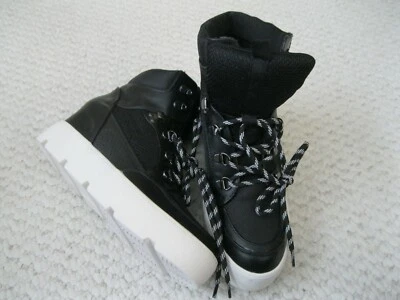 Madden Girl Negan Lace Up Hiker Hidden Wedge Platform Sneaker Black Women 9M - Image 1 of 4