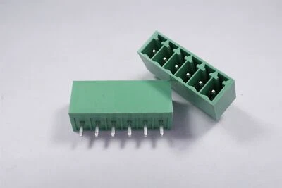 Lot of 2 PTB350S-05-06-3 Jite Terminal Block 6 Pos 1 Row Vert Male 3.5mm Green - Image 1 of 4