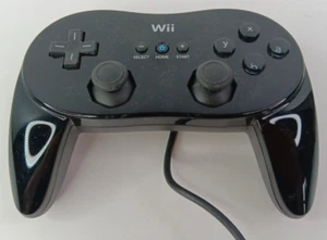 Controlador oficial Nintendo Wii Pro clásico negro RVL-005 FABRICANTE DE EQUIPOS ORIGINALES - Imagen 1 de 9