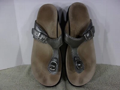 SAS Womens Size 11M  Silver Leather Tripad Comfort Thong WEDGE Sandals - Image 1 of 4