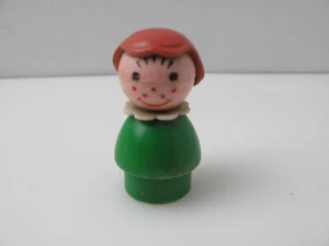 Vintage Fisher Price Little People Mädchen grün Holz braun Sommersprossen - Bild 1 von 4