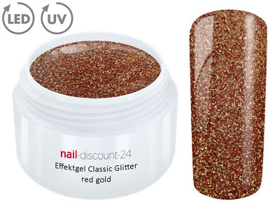 UV LED GEL GLITTER RED GOLD Glitzer Farbgel Effekt Color Nail Art Modellage Rot - Bild 1 von 3