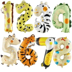 40" Animal Giant Foil Number Self Inflating Balloons Birthday Wedding Baloon Age - Picture 1 of 21