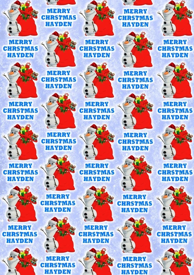 OLAF FROZEN Personalised Christmas Gift Wrap - Disney Frozen Wrapping Paper - Image 1 of 1