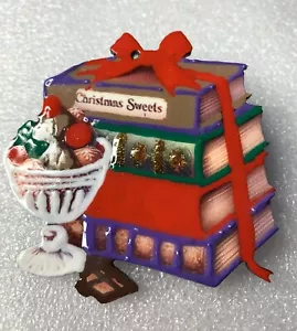 Weihnachten Süßigkeiten & Bücher handglitzernd Holz Weihnachtsschmuck #29 - Bild 1 von 2