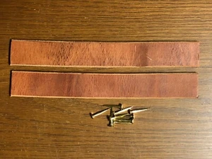 Pair of Leather Trunk or Chest Handles--8-1/2 Inches Long-& Brass Tack Fasteners - Picture 1 of 3