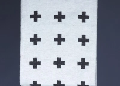 "Manta ligera de algodón/viscosa DAVID FUSSENEGGER SWISS BLACK CRUCES 80""x56" Foto 1 de 3