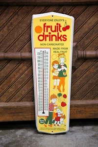 Vintage Greet Dot Fruit Drinks Soda metal Advertising Thermometer Sign Candy - Picture 1 of 9
