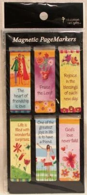 Beautiful Whimsical Magnetic Page Bookmarks Set of 6 Bible Verses Friendship NEW - Image 1 of 2