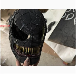 Spider-Man 3 Venom Mask Prop 3D Cosplay Helmet Texture Ver Black Chin Movable  - Picture 1 of 8