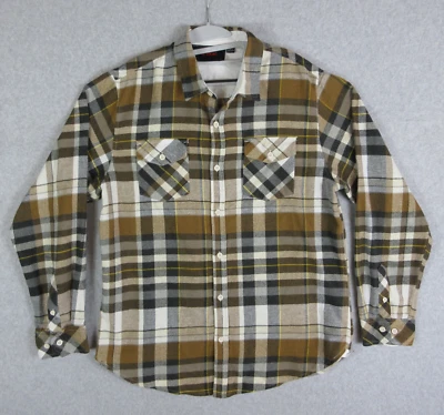 Franela estoica para hombre XL beige marrón a cuadros aire libre informal ropa de calle grunge patinador Foto 1 de 4