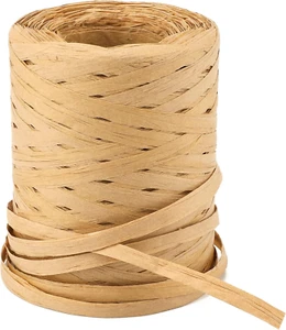 656 Feet Natural Raffia Paper Ribbon Twine Strings,1/4 Inch Kraft Raffia Twine S - Picture 1 of 9